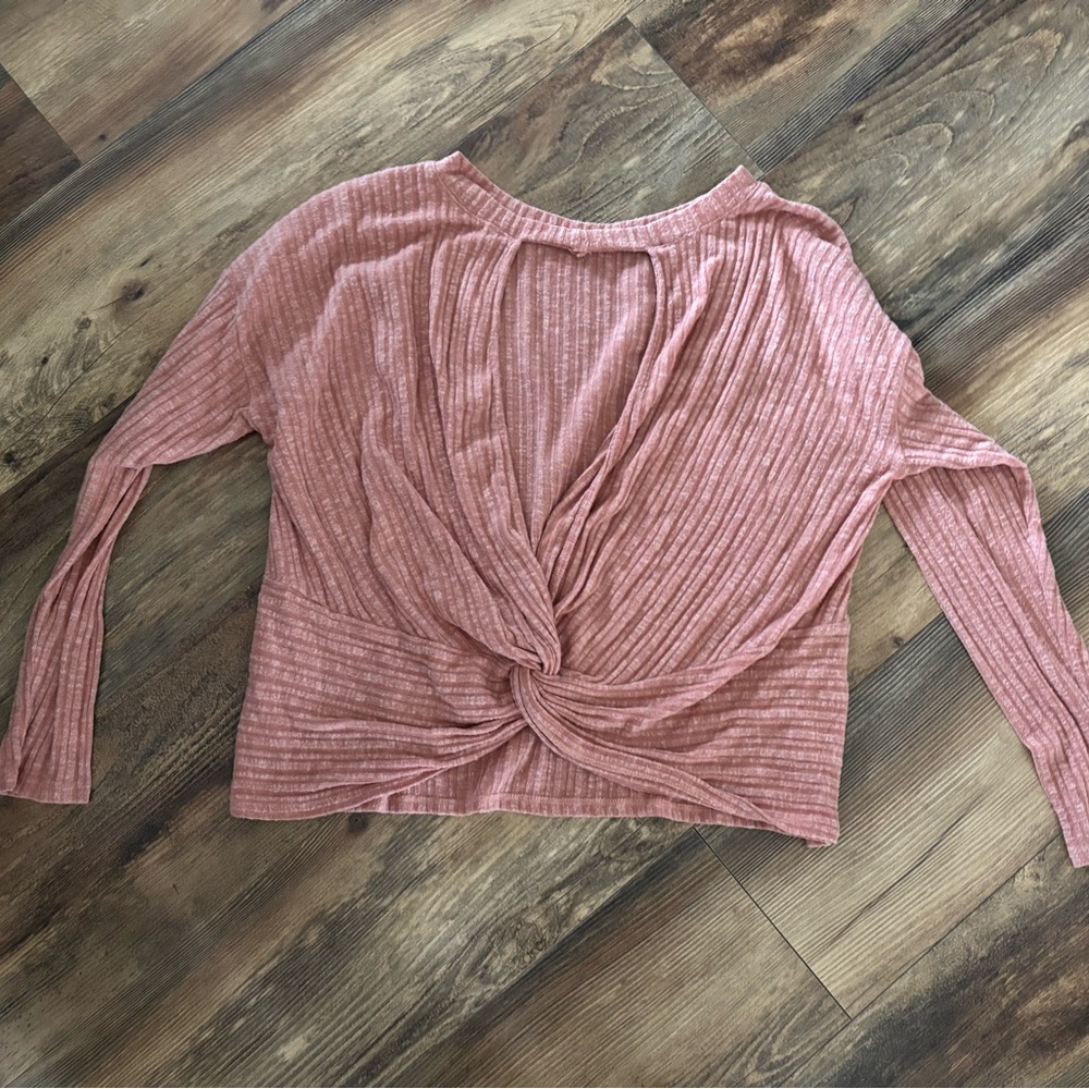 Pink Ribbed Long Sleeve Top - Picture 2 of 5
